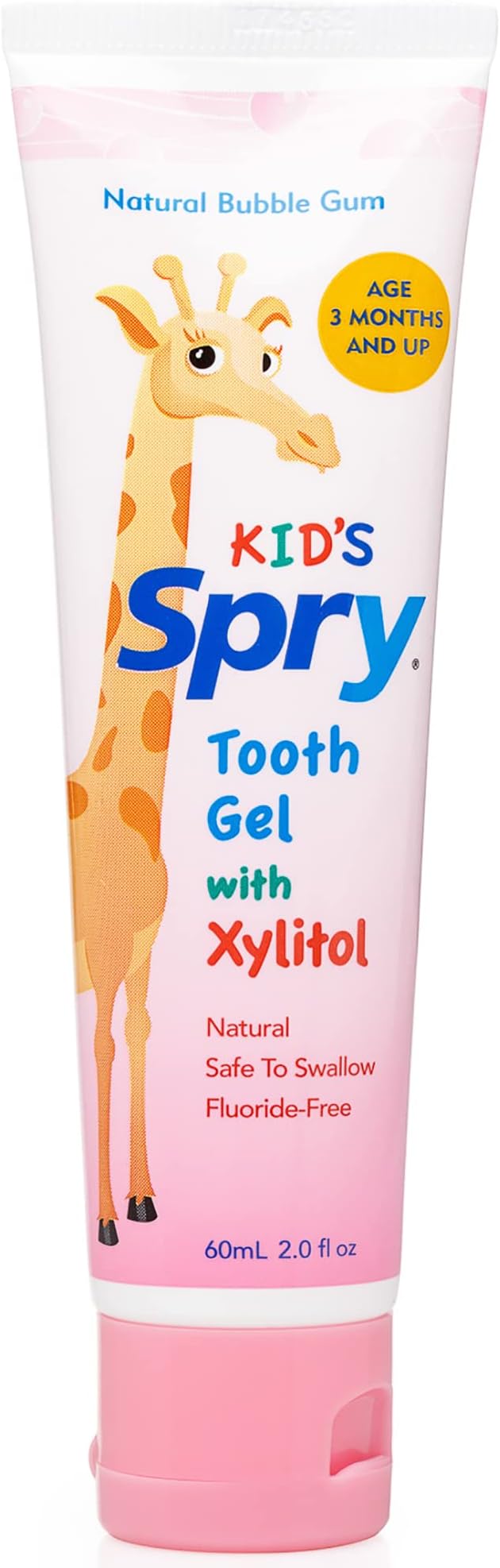 Spry Natural Xylitol Toothpaste for Baby, Toddler and Kids Age 3 Months and Up - Fluoride Free Tooth Gel, Tasty, Support Development of Emerging Teeth, Bubble Gum 2 Fl Oz (Pack of 1)-Ruum Studio Home