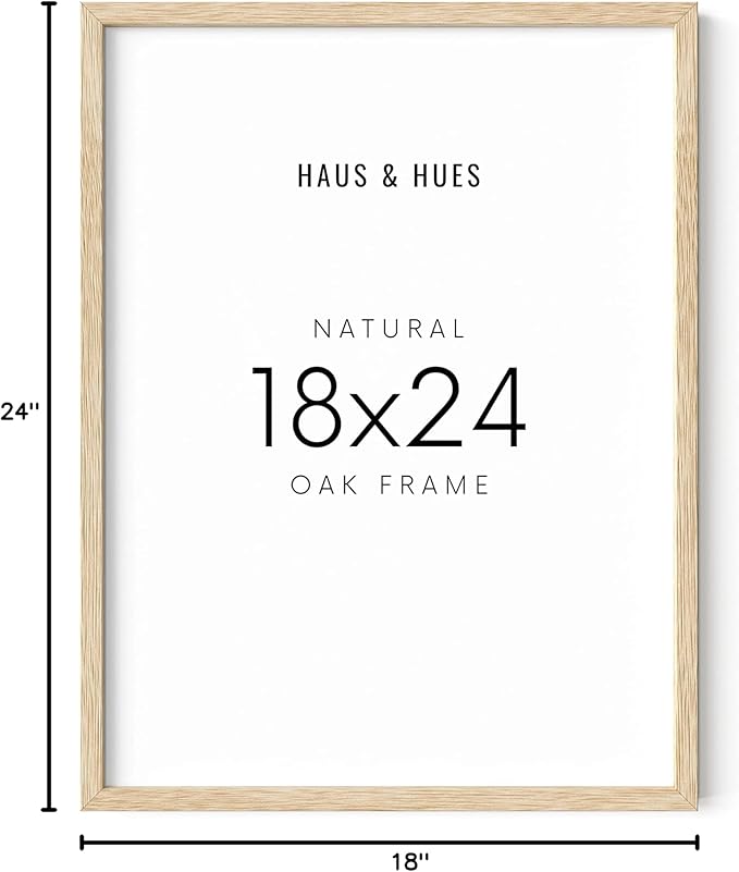 HAUS AND HUES Beige 18 x 24 Poster Frame - 18 x 24 Picture Frame, Wall 18x24 Frame, 18x24 Wood Frame, 24x18 Poster Frame, Wooden Picture Frame 18 x 24, Art 18 x 24 Frame (Beige Oak Frame)-Ruum Studio Home