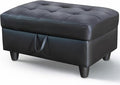 Ottoman Rectangular Storage Ottoman Bench, Faux Leather Footrest, Coffee Table, Stool Footstool with Hinged Lid for Living Room, Bedroom, Entryway, Black, 35"x23.5"x17.5"-Ruum Studio Home
