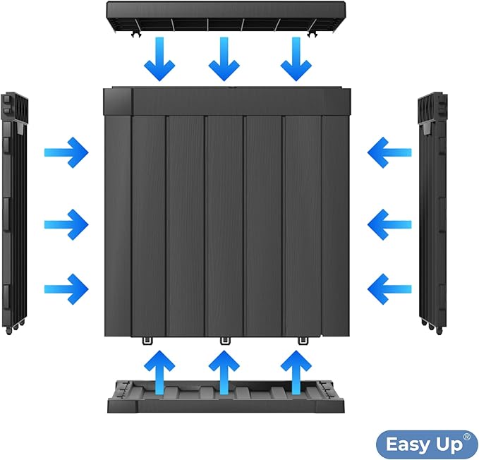 50 Gallon Double-Wall Resin Deck Box - Lockable Waterproof Outdoor Storage Box, 515bs Capacity & Doubles as Seating for Patio Furniture - Garden Tools, Pool Accessories (Black)-Ruum Studio Home