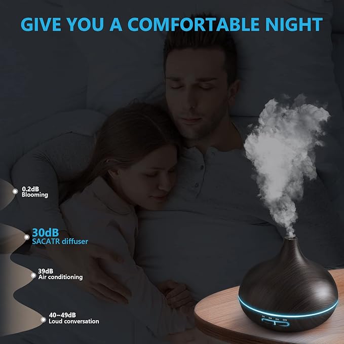 SACATR Aroma Diffiser with Essential Oils Set, 550 ML Essential Oil Diffuser with Remote, Ultrasonic Technology Aromatherapy Diffusers Auto Shut-Off for Office, Home-Ruum Studio Home