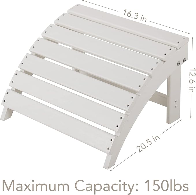 Sundale Outdoor Folding Plastic Adirondack Ottoman, All-Weather Adirondack Chair Footrest, Fade and Rust Resistant, Perfect for Outside Patio Garden Pool Yard White-Ruum Studio Home