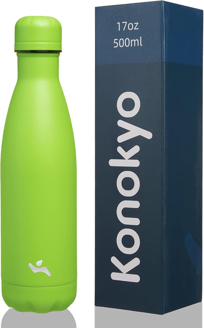 Insulated Water Bottles,17 oz Double Wall Stainless Steel Vacumm Metal Flask for Sports Travel,Green-Ruum Studio Home