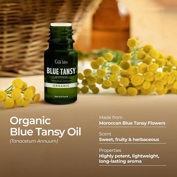 Gya Labs Blue Tansy Essential Oils for Skin - 0.17 Fl Oz - 100% Pure Natural Organic Blue Tansy Oil for Face, Diffuser, Candle Making Scent-Ruum Studio Home