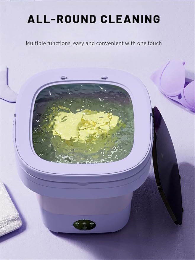 Portable Washing Machine, Mini Washer,16L Upgraded Large Capacity Foldable Washer.Deep Cleaning of Underwear, Baby Clothes and Other Small Clothes.Suitable for Apartments, Dormitories, Hotels.(Purple)-Ruum Studio Home