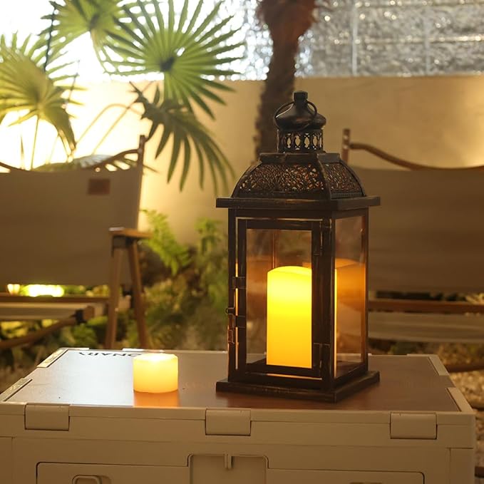 NEEDOMO Large Candle Lanterns Decorative Indoor, 14.4" Outdoor Lantern with Clear Glass, Vintage Metal Candle Holders in Black, Patio Wedding Home Kitchen Coffee Table Livinig Room Decor-Ruum Studio Home