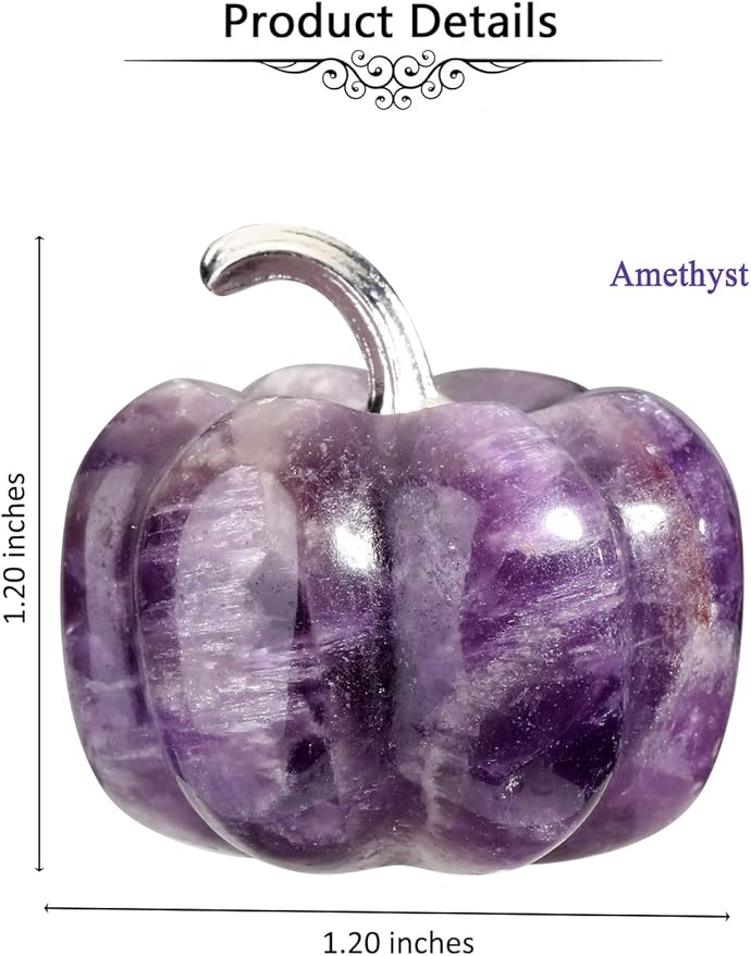 Jovivi Amethyst Crystal Pumpkin Figurine, 1.2" Mini Carved Gemstone Pumpkin Statue Decor Healing Stones Decorative Ornaments for Fall Harvest Thanksgiving Halloween Decorations Home Decor-Ruum Studio Home