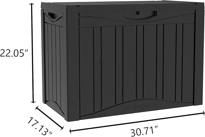 45 Gallon Double-Wall Resin Deck Box - Lockable Waterproof Outdoor Storage Box, 515lbs Capacity & Doubles as Seating for Patio Furniture - Garden Tools, Pool Accessories (Black)-Ruum Studio Home