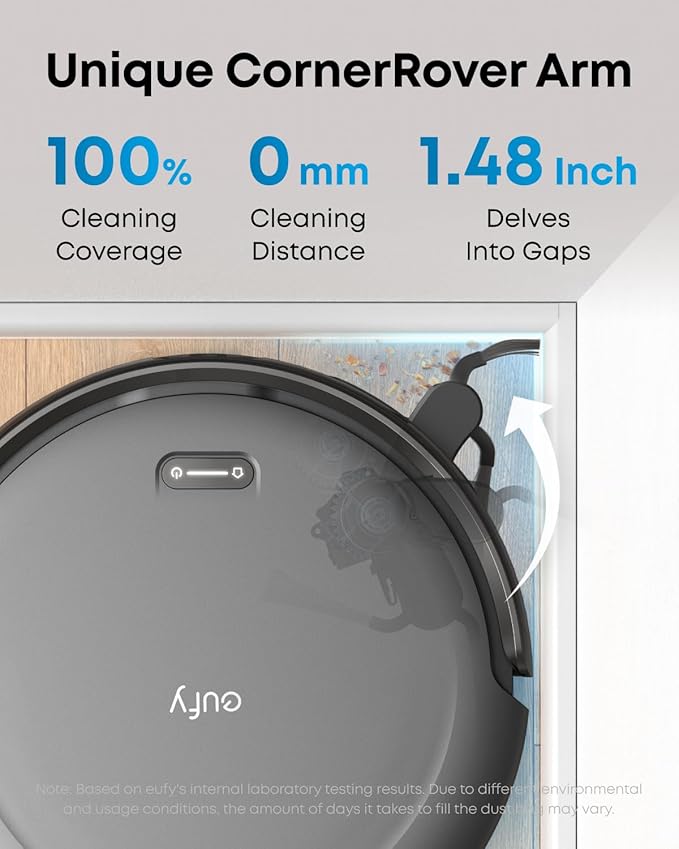 eufy C10 Robot Vacuum Self Emptying, 8 Weeks Hands Free, Advanced Smart Mapping with LiDAR Navigation, 2.85-Inch Slim Design, Powerful Suction, Edge Expansion Brush for Pet Hair-Ruum Studio Home