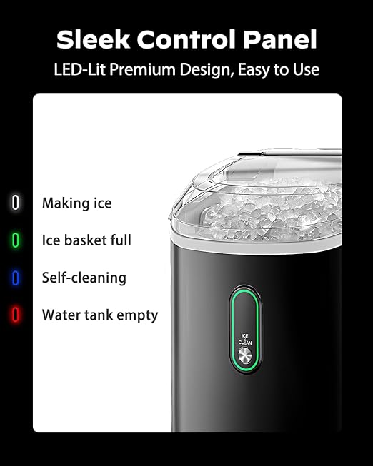 Silonn Nugget Ice Maker Countertop, Portable Pellet Ice Machine with Self-Cleaning Function, Sonic Ice Maker Produces 33lbs of Chewable Ice in 24 Hours, Ideal for Home Kitchen and Office, Black-Ruum Studio Home