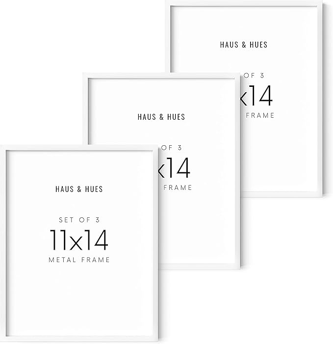 HAUS, HUES 11x14 Picture Frame Set of 3-White Frames, 11x14 White Frames, 14x11 White Frames, Picture Frame To Display 11x14 Frames White Picture Frames White Frames 11x14in(White Aluminum Frames)-Ruum Studio Home