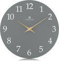 Lafocuse 12 Inch Silent Grey Wall Clock Battery Operated for Living Room Decor, Simple Minimalist Wooden Wall Clock for Kitchen Bedroom Office-Ruum Studio Home