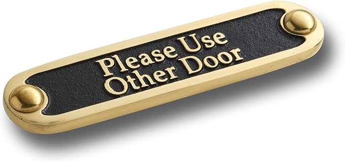 Please Use Other Door Brass Door Sign. Traditional Style Home Décor Wall Plaque Handmade By The Metal Foundry UK.-Ruum Studio Home