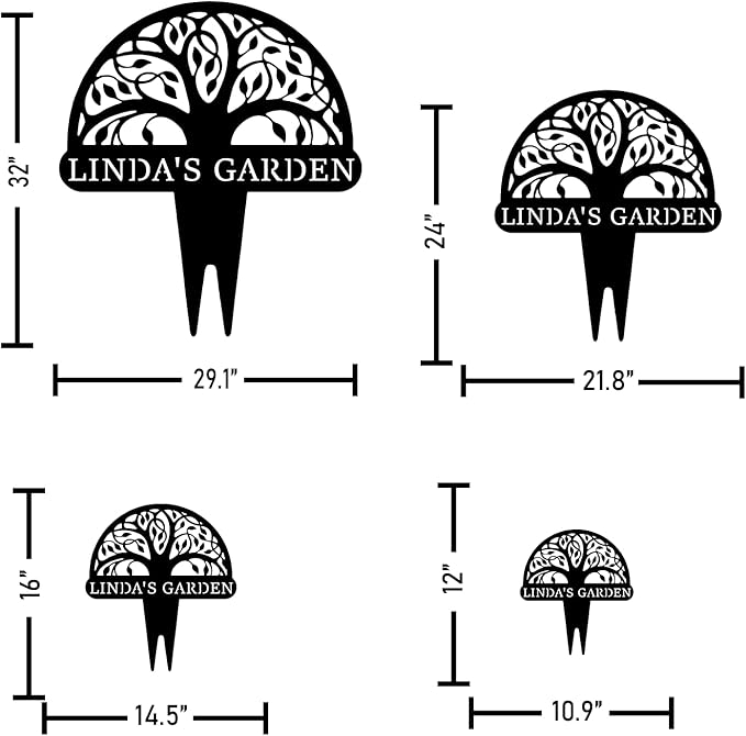 Personalized Tree of Life Metal Garden Sign with Stake, Custom Family Name Sign for Outdoor, Nature Lover Gift-Ruum Studio Home