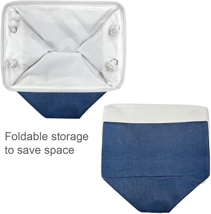 TheWarmHome Organization and Storage for Organizing - 3 Pack 16x12x12 inch Cube Storage Bin for Shelves, Fabric Storage Cubes for Closet Cloth Organizer Gift Toy (White & Jean Blue)-Ruum Studio Home