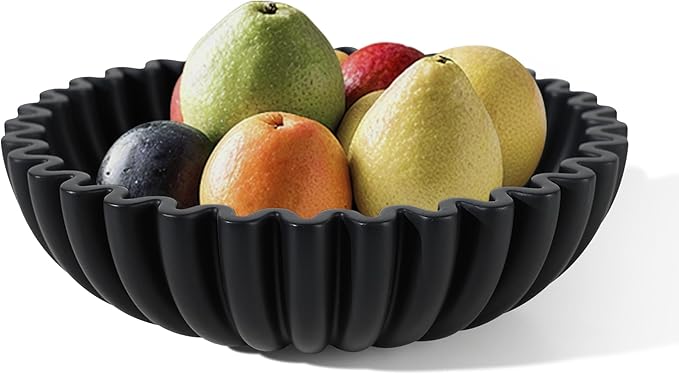 Black Decorative Bowl for Kitchen Counter - Modern Fruit Bowl with, Catch All Bowl for Keys, Entryway Table, and Home Decor-Ruum Studio Home