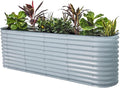 Vego garden 32" Extra Tall Raised Garden Bed Kits, 9 in 1 Modular Raised Planter Box for Vegetables Flowers Fruits Oval Metal Raised Garden Bed, Sky Blue-Ruum Studio Home