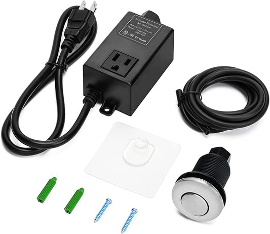 Garbage Disposal Air Switch Kit for SinkTop Waste Disposal with Stainless Steel Brushed Nickel Short Air Button by briidea-Ruum Studio Home