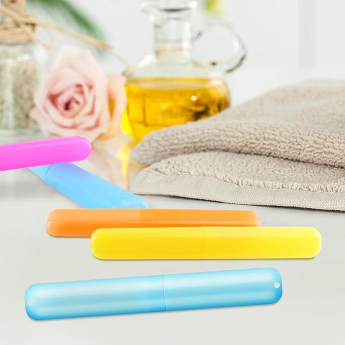 SIKEMAY 100 PCS Toothbrush Holder Bulk, Toothbrush Case Cover, Portable Plastic Dust Proof Breathable, Holder for Travel, Bathroom, Indoor, Outdoor, Trip, Camping, School-Ruum Studio Home