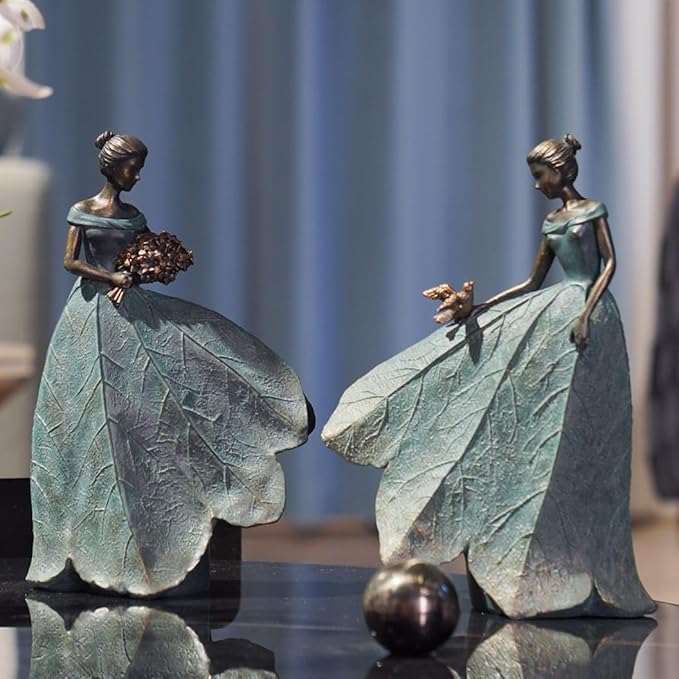 Guichifun Fairy Statue Collection Home Decoration - Leaf Angel Girls Resin Gardening Gifts for Women Statues for Garden Fairy Indoor or Outdoor Yard Figurines 5.5 x 3.25 x 8 Inch-Ruum Studio Home