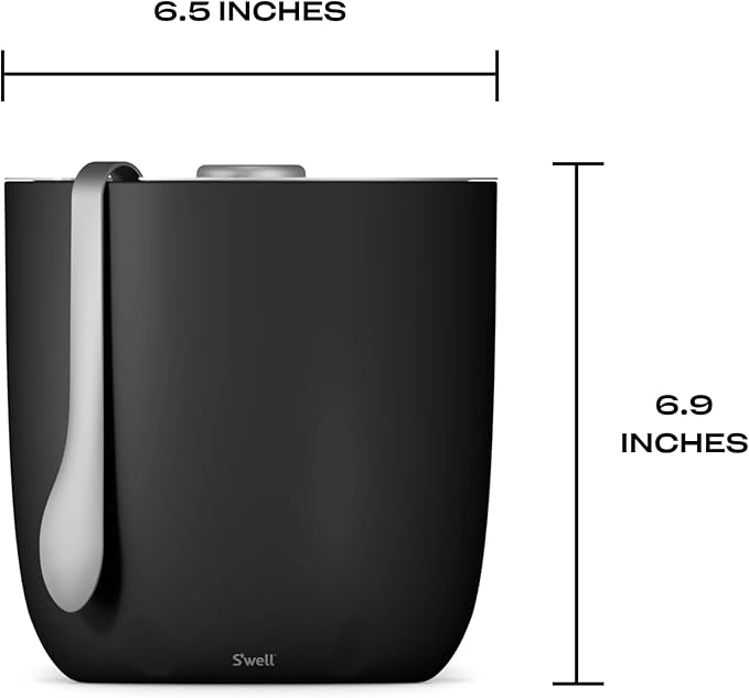 S'well Ice Bucket with Tongs, 68oz, Onyx-Ruum Studio Home