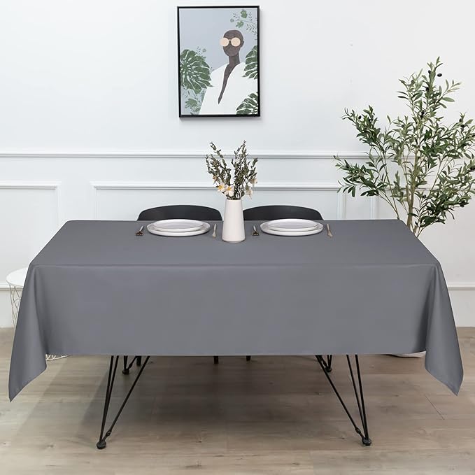 sancua Square Tablecloth - 60 x 60 Inch - Water Resistant Spill Proof Washable Polyester Table Cloth, Decorative Fabric Table Cover for Dining Tables, Buffet Parties and Camping, Light Grey-Ruum Studio Home
