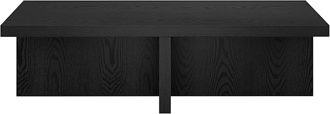 Henn&Hart 54" Wide Rectangular Coffee Table in Natural Black, for Home, Living Room, Bedroom, Entertainment Room, Office-Ruum Studio Home