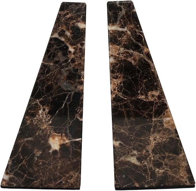 Decorative Bookends for Bookshelves, Set of 2 Marble Bookends for Living Room, Office, Bedroom, Heavy Duty,2 Pieces, Brown-Ruum Studio Home