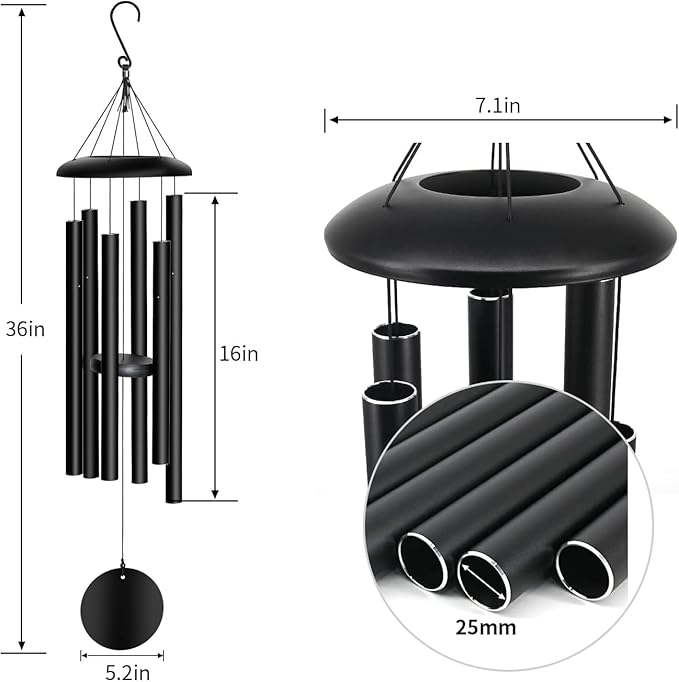 Wind Chimes Outdoor Deep Tone，36'' Large Memorial Wind Chimes for Outside，Wind Chime Gifts for mom/Grandma,Balcony,Garden Décor-Ruum Studio Home