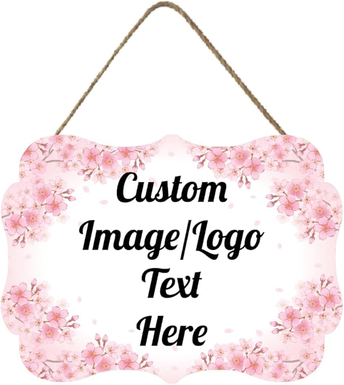 Personalized Wooden Welcome Sign Front Door Decor Home Sign Customized Image/Text Hanging Farmhouse Decorations for Home Office 11.2 * 8 Inch-Ruum Studio Home