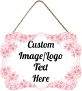 Personalized Wooden Welcome Sign Front Door Decor Home Sign Customized Image/Text Hanging Farmhouse Decorations for Home Office 11.2 * 8 Inch-Ruum Studio Home
