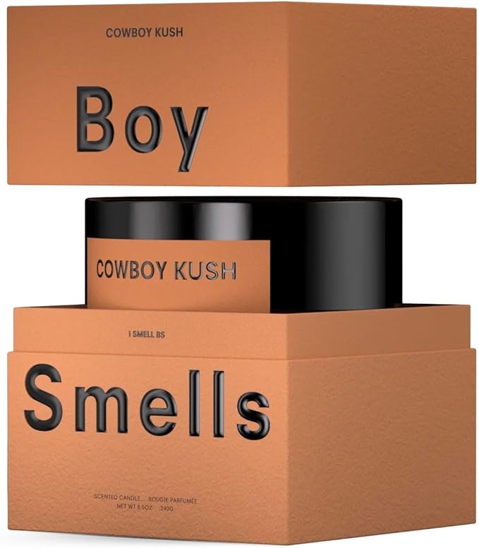 Boy Smells - Cowboy Kush Scented Candles for Men and Women - 8.5 oz - Soy, Coconut Wax Candle Blend - Aromatic Candles for Home with Suede, Saffron and Patchouli - 50-Hour Burn - Cotton Wick-Ruum Studio Home