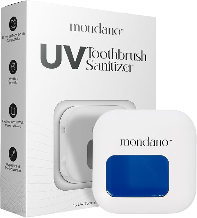 Mondano UV-C Toothbrush Sanitizer and Holder, Toothbrush Case - Manual/Electric Toothbrush Cover for Any Toothbrush Head - Rechargeable Toothbrush Travel Case, Tooth Brush Cover Cap for Home-Ruum Studio Home