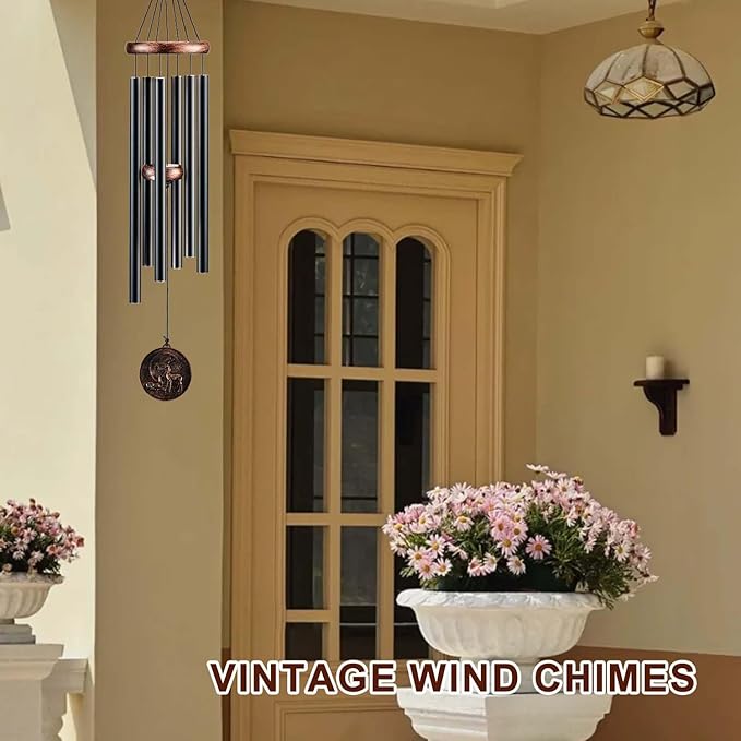Wind Chimes for Outside, Deer Deep Tone Vintage Wind Chime Outdoor Clearance, Sympathy/Memorial/Festivals/Birthday Gift for Mom Dad Grandma, Home Garden Patio Decor (32" Deer)-Ruum Studio Home