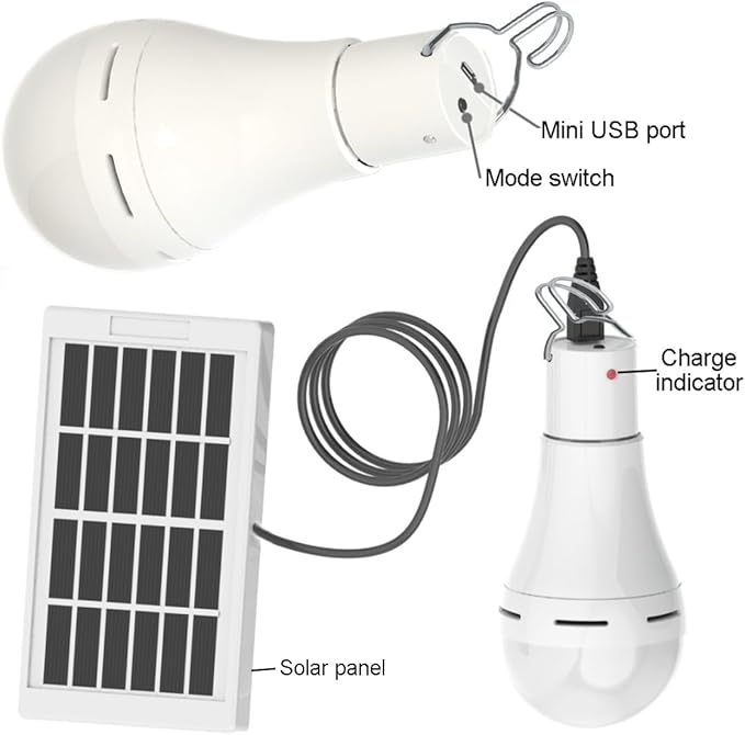 Solar Light Bulb Portable 350LM Solar Powered Camping Light Led Lantern Outdoor for Lamp Light Hiking Fishing Tent Indoor Shed Chicken Coop Hurricane Emergency with USB Chargeable-Ruum Studio Home