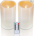 Homemory 4" x 6" Large Waterproof Outdoor Flameless Candles, Battery Operated Flickering LED Pillar Candles with Remote and Timers for Indoor Outdoor Lanterns, Long Lasting, Dark Ivory, Set of 2-Ruum Studio Home