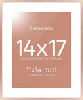 Homeforia 14x17 Picture Frame Rose Gold, High End Metal 14x17 Poster Frames with Mat 11x14 inch Photo, 14 x 17 Rose Gold Frame Matted to 11 by 14 Print, 17x14 Frame, Tempered Glass, Wall Kit, Set of 1-Ruum Studio Home