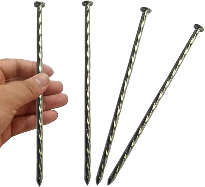 22 Pcs 8-Inch Landscape Stakes, Spiral Metal Galvanized Landscape Spikes, Garden Nails for Artificial Turf, Paver Edging, Weed Barrier, Carpentry and More-Ruum Studio Home