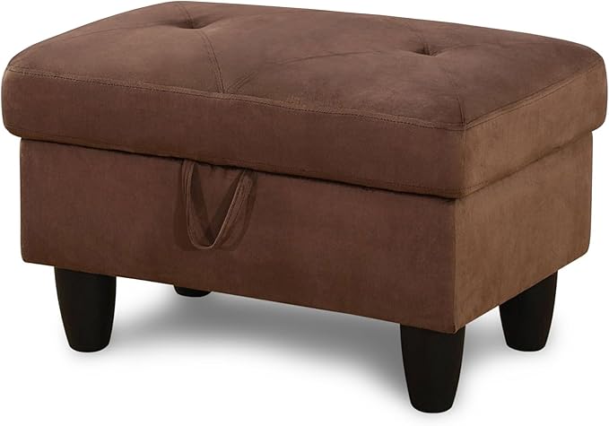 Ottoman Rectangular Storage Ottoman Bench, Flannel Footrest Stool Footstool with Lid for Living Room, Bedroom, Entryway, Chocolate, 28.5"x19"x17.5"-Ruum Studio Home