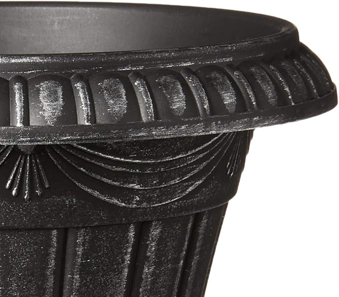 PL20SL Classic Traditional Plastic Urn Planter Indoor/Outdoor, 10" x 12", Brushed Silver-Ruum Studio Home
