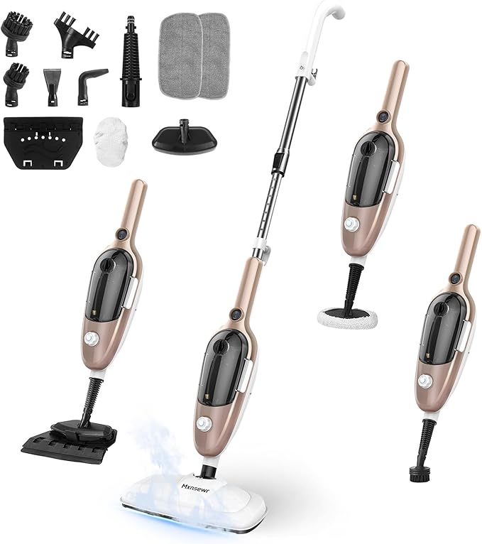Steam Mop - All-in-one Powerful Handheld Steam Cleaner Detachable Floor Steamer with 11 Accessories, MultiPurpose Steamer for Hardwood Floors, Clothes,Windows,Tiles,Carpet, Whole Home Use, Rose Gold-Ruum Studio Home