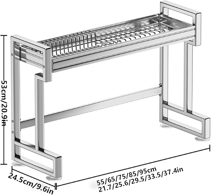 Kitchen Sink Rack Sink Above The Dish Drain Dish Washing Rack Stainless Steel Multifunctional Dish Storage Rack,Over The Sink Drying Rack for Dishes(1,75cm/29.5in)-Ruum Studio Home