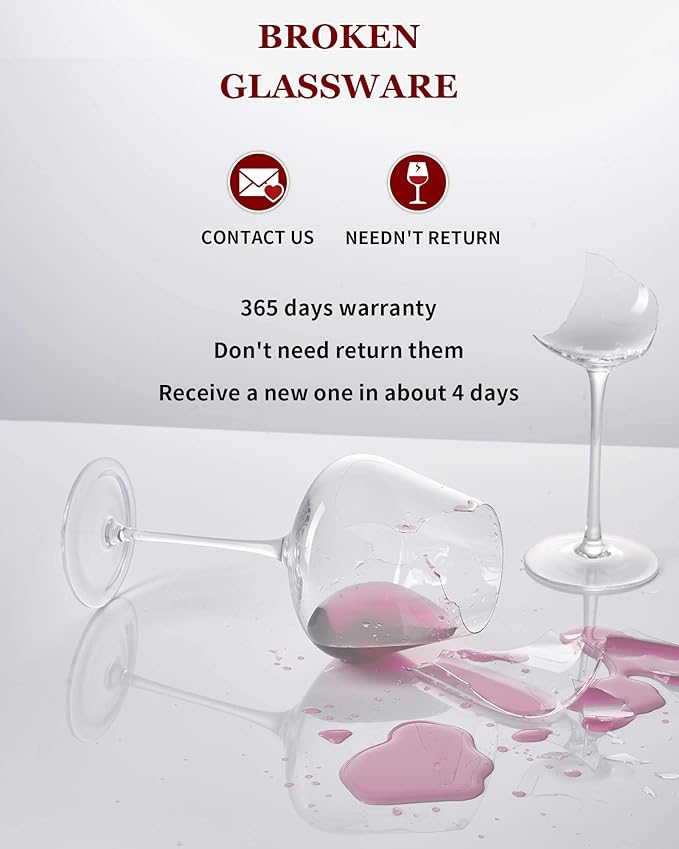 JBHO Hand Blown Italian Style Crystal Bordeaux Wine Glasses - Great Gift Packaging - Red Wine Glasses Lead-Free Premium Crystal Clear Glass - Set of 2-18 Ounce