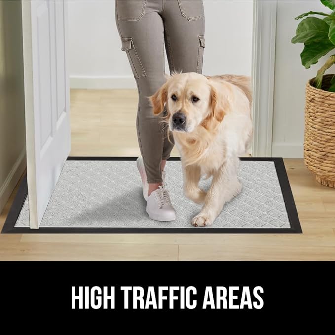 GORILLA GRIP 100% Waterproof All-Season WeatherMax Doormat US Designed Natural Rubber, Stain and Fade Resistant, Low Profile Indoor Outdoor Door Mats, Easy Clean Patio Mat, 17x29, Light Gray-Ruum Studio Home