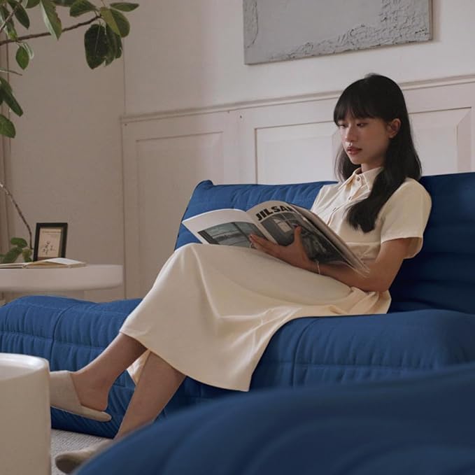 Luxury Sofa Couch Chair, Lazy Floor Seating, Fireside Bean Bag Chair, Ergonomic Tatami Sofa Lounger for Living Room, Bedroom, Office, Loveseat, Blue-Ruum Studio Home