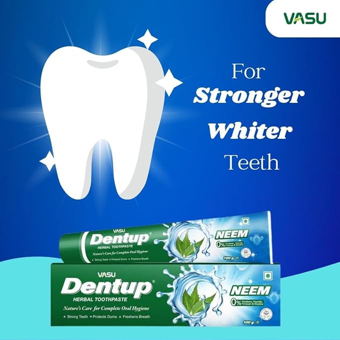 Vasu Dentup Herbal Neem Toothpaste | Ayurvedic Gum Care Toothpaste for Cavity Protection, Gum Strength, Fresh Breath | Fluoride-Free Natural Oral Care – 100g Each (Pack of 2)-Ruum Studio Home