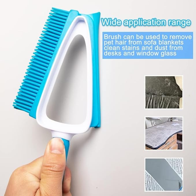 Pet Rubber Brush with Mini Dustpan,Dog Cat Hair Removal Brush with Squeegee,Portable Small Carpet Brush for Clothes,Cars,Sofa,Bed Sheet-Ruum Studio Home