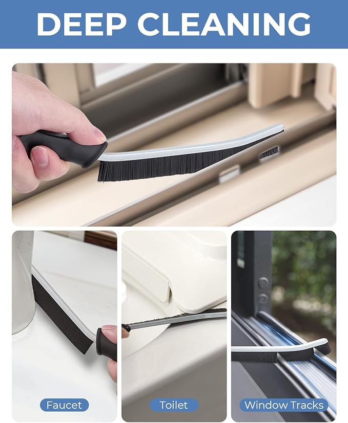 Crevice Cleaning Brushes, Cleaner Scrub Brush Tool for Hard to Reach Tight Space, Home Essentials, Cleaning Supplies for Shower, Bathroom, Kitchen, Toilet, Window-Ruum Studio Home