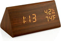 OCT17 Wooden Alarm Clock, Smart LED Digital Clock for Bedroom/desks, Upgraded with Time Temperature, Adjustable Brightness and Voice Control, Humidity Displaying - Brown-Ruum Studio Home