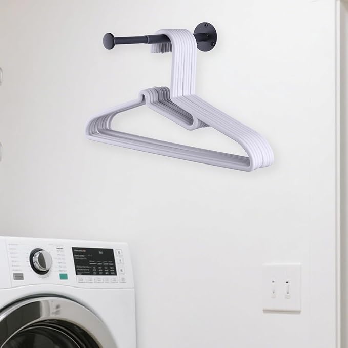 4 Pack Retractable Hanger Holder for Laundry Room, Wall Mount Organizer Rack for Lightweight Clothes, Space Saving Laundry Hook Rod, Keep Empty Hangers Handy, Black-Ruum Studio Home
